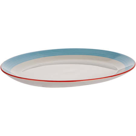 Блюдо овальное «Рио Блю»; фарфор; L=30.5,B=24см; белый,синий