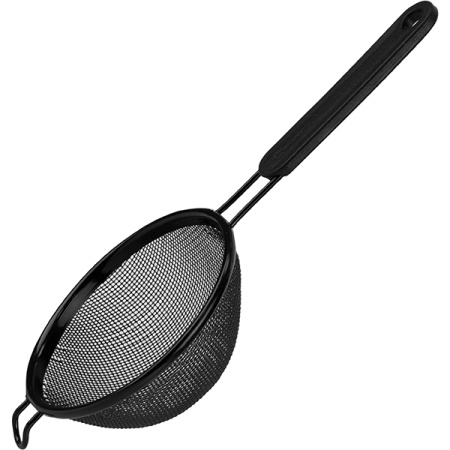 Сито с пласт. ручкой; антиприг.покр.; D=10,H=4.5,L=22см; черный