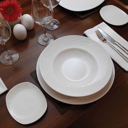 Тарелка для супа/пасты «Спайро»; фарфор; 394мл; D=24,H=4.5см; белый