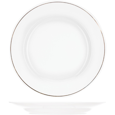 Тарелка мелкая «Идиллия»; фарфор; D=26.5,H=3.4см; белый,золотой