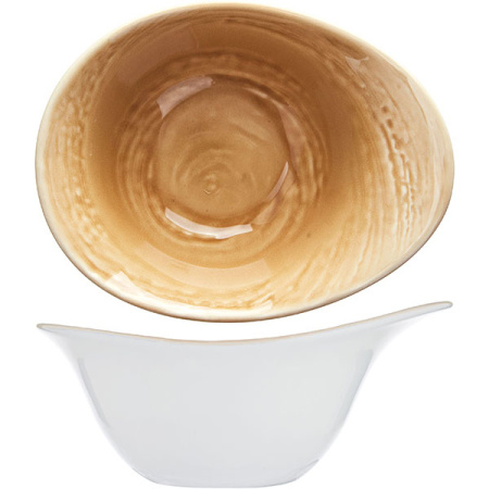 Салатник «Скейп охра»; фарфор; 420мл; D=18,H=8см; бежев.