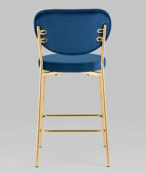 Стул полубарный Барбара велюр королевский синий, золотые ножки