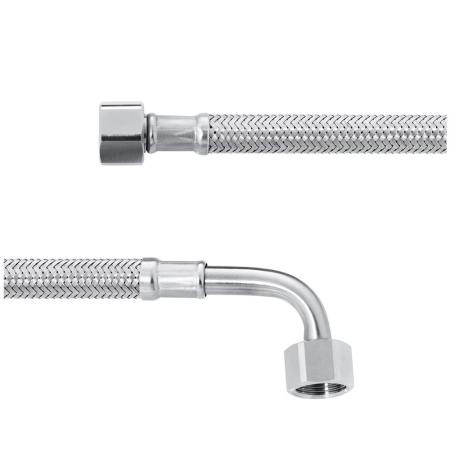 Шланг подключения: G3/8 - G3/8 колено; DN8; 1,5 м; нерж. металл