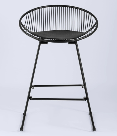 Стул полубарный UFO черный с черной подушкой