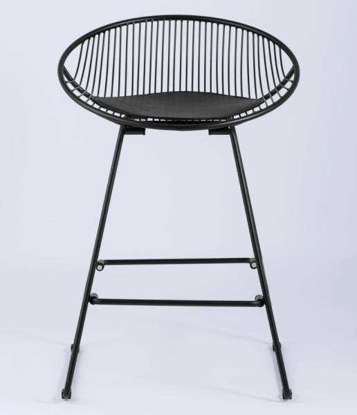 Стул полубарный UFO черный с черной подушкой