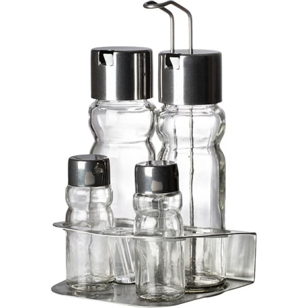 Набор для специй 4 пр-та на подставке; стекло,сталь нерж.