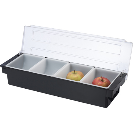 Контейнер для фруктов 4 отделения; абс-пластик,полипроп.; H=9,L=50,B=16см; черный