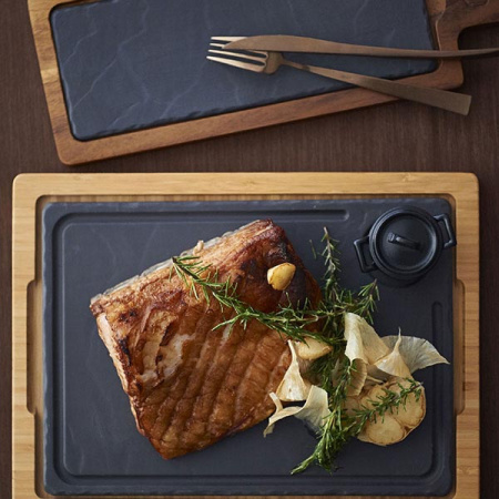 Блюдо прямоугольное «Базальт»; фарфор; L=30,B=11см; черный,матовый