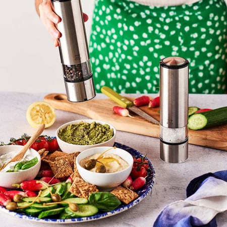 Мельница для соли электрич.(на батарейках) «Ю Селект» метал.мех.; акрил,сталь нерж.; H=20см; металлич.