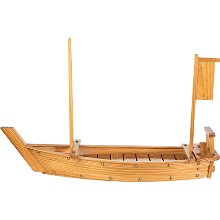 Блюдо «Корабль»; дерево,сталь; H=48.5,L=75,B=26.5см; бежев.
