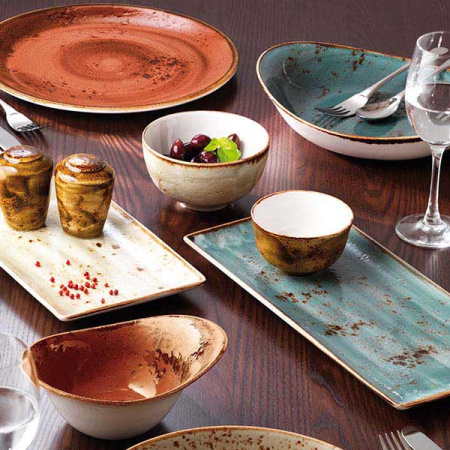 Блюдо прямоугольное «Крафт»; фарфор; H=2,L=33,B=19см; зелен.