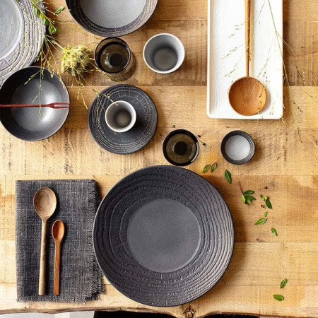 Блюдце для стакана 80мл «Арборесценс»; керамика; D=14см; черный,серый