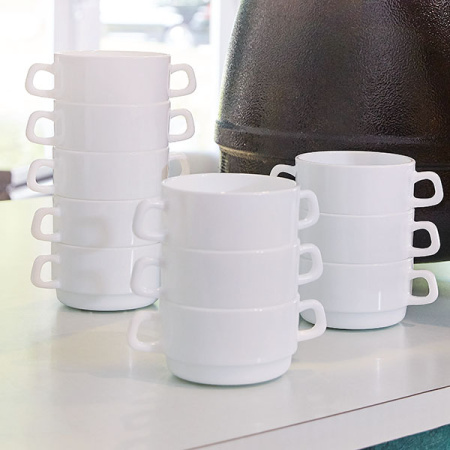 Бульонная чашка «Ресторан»; стекло; 310мл; D=10,H=5.5,L=13.6см; белый