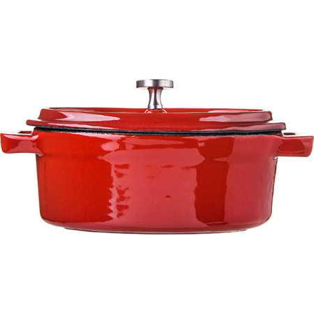 Форма для запек.овал.с крышкой; чугун; 250мл; L=12.5,B=9.1см; красный
