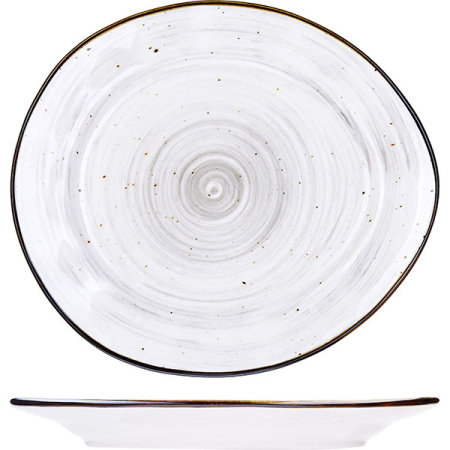 Тарелка  мелкая «Пастораль»; фарфор; L=17.5,B=15.5см; серый