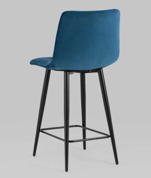 Стул полубарный Джанго велюр синий высота сиденья 60 см