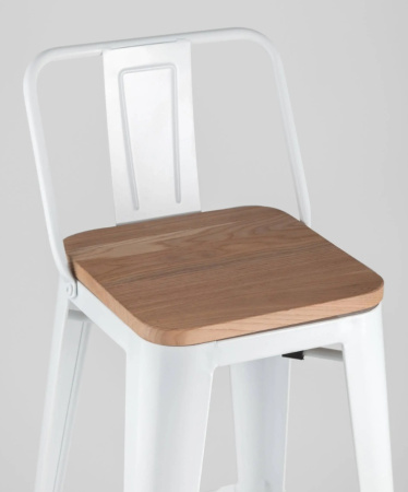 Стул барный TOLIX WOOD со спинкой белый глянцевый