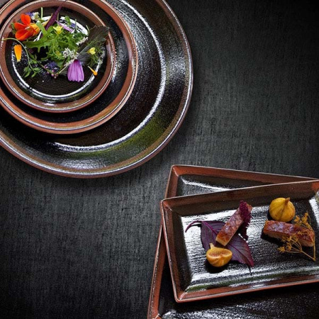 Тарелка мелкая «Кото»; фарфор; D=20.5,H=1.5см; черный,коричнев.