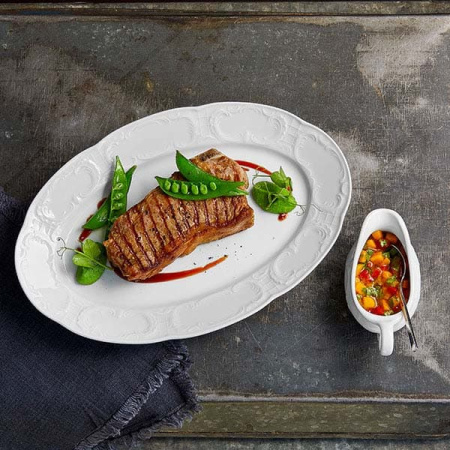 Блюдо овал. «Моцарт»; фарфор; L=36,B=24см; белый