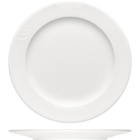 Тарелка мелкая «Карат»; фарфор; D=24,H=4см; белый