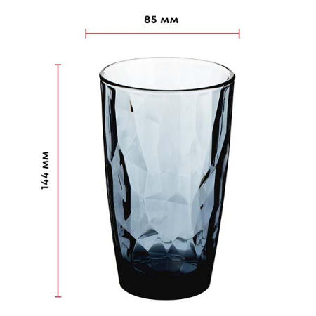 Хайбол «Даймонд»; стекло; 470мл; D=85,H=144мм; синий