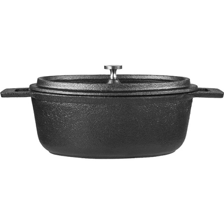 Форма для запек.овал.с крышкой; чугун; 800мл; H=7,L=18,B=14см; черный