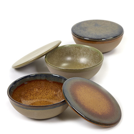 Салатник с крышкой «Серфис»; керамика; D=13,H=5см; коричнев.