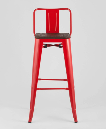 Стул барный TOLIX WOOD со спинкой красный глянцевый