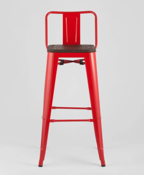 Стул барный TOLIX WOOD со спинкой красный глянцевый
