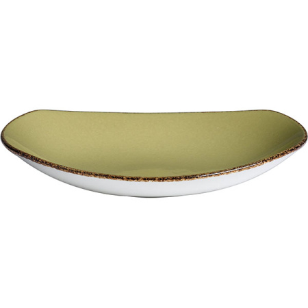 Тарелка глубокая овальная «Террамеса олива»; фарфор; H=4,L=21,B=19см; олив.