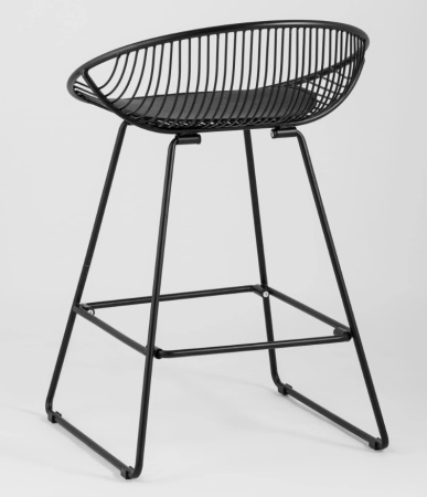 Стул полубарный UFO черный с черной подушкой