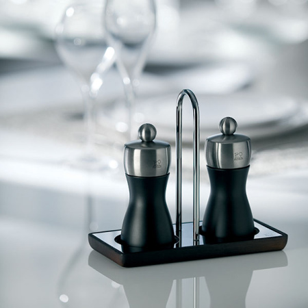 Мельница для соли метал.мех.; дерево,сталь нерж.; H=12см; черный