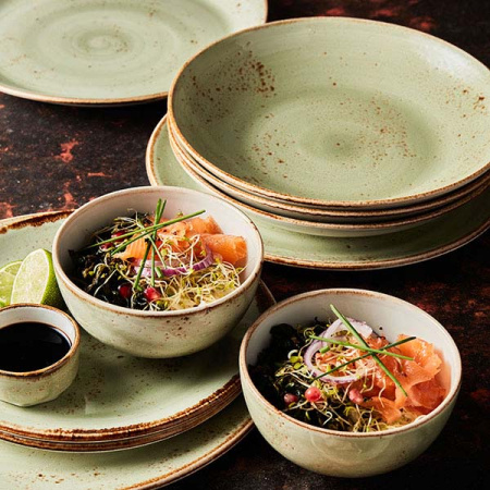 Тарелка мелкая «Крафт»; фарфор; D=20,H=2см; зелен.