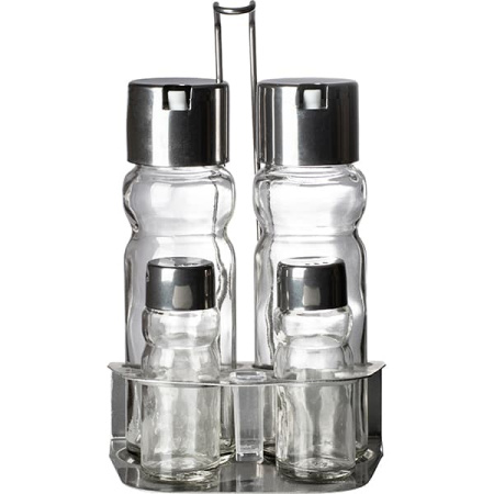 Набор для специй 4 пр-та на подставке; стекло,сталь нерж.