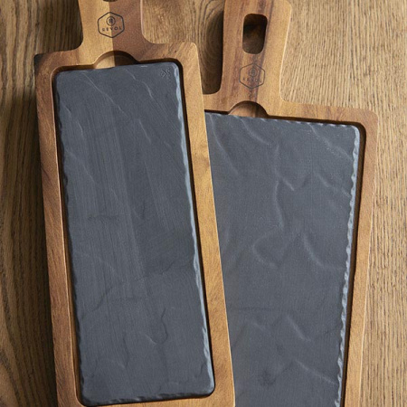 Блюдо прямоугольное «Базальт»; фарфор; L=30,B=20см; черный,матовый