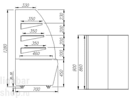 Витрина кондитерская Carboma Polus K70 VV 0,9-1 (ВХСв - 0,9д Люкс)