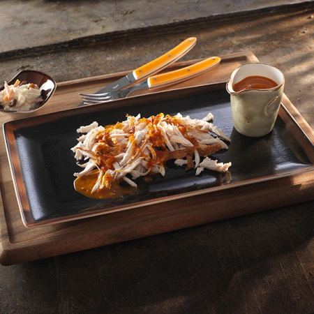 Блюдо прямоугольное «Кото»; фарфор; L=34,B=27см; черный,коричнев.