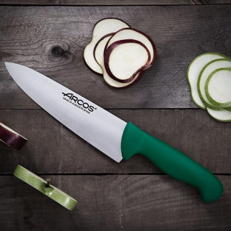 Нож поварской «2900»; сталь нерж.,полипроп.; L=33.3/20,B=5см; зелен.,металлич.