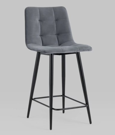 Стул полубарный Джанго велюр тёмно-серый высота сиденья 60 см