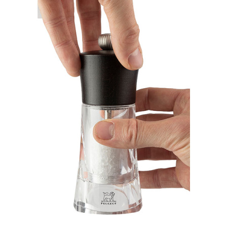 Мельница для соли метал.мех.; акрил,дерево; D=6,H=14см; прозр.,шоколад.