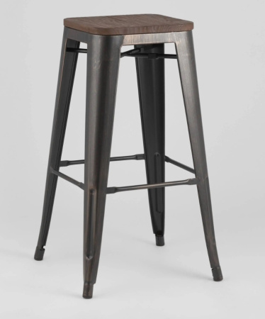 Стул барный TOLIX WOOD черный патина золото