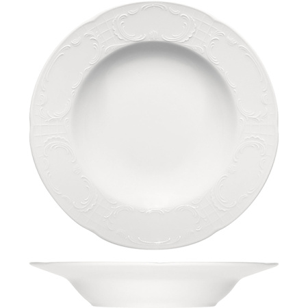 Тарелка глубокая «Моцарт»; фарфор; D=23,H=9см; белый