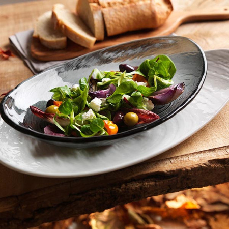 Блюдо «Скейп»; фарфор; H=4.5,L=37.5,B=25см; белый