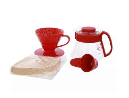 Чайник 360 мл с воронкой Hario VDS-3012R красный