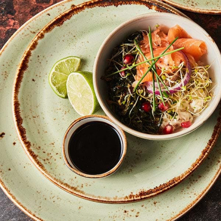 Тарелка мелкая «Крафт»; фарфор; D=25,H=2см; зелен.