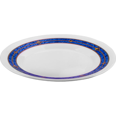 Тарелка мелкая «Астрал»; стекло; D=20,H=1.9см; белый,синий