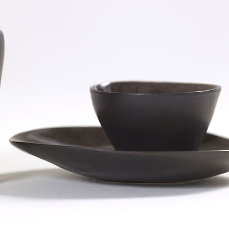 Тарелка овал. «Пьюр»; керамика; L=28,B=24см; коричнев.