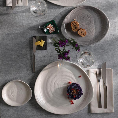 Тарелка  мелкая «Скейп грей»; фарфор; H=3,L=30.5,B=27см; серый