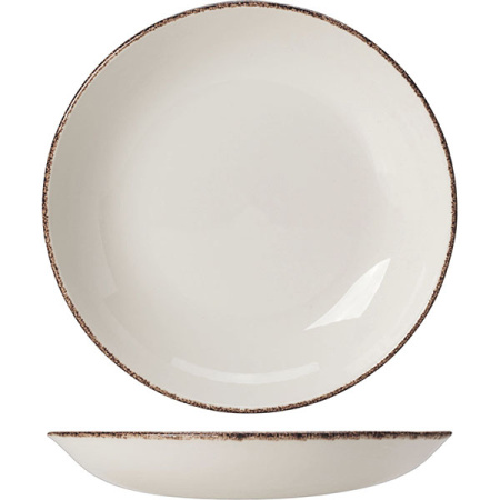 Салатник «Браун дэппл»; фарфор; 700мл; D=21.5см; белый,коричнев.