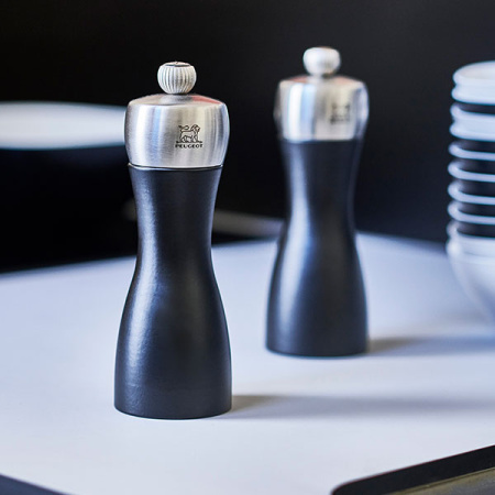 Мельница для соли метал.мех.; дерево,сталь нерж.; H=15см; черный